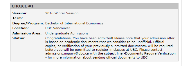 恭喜聶麗樺被加拿大ubc大學(xué)國際經(jīng)濟學(xué)專(zhuān)業(yè)錄??！