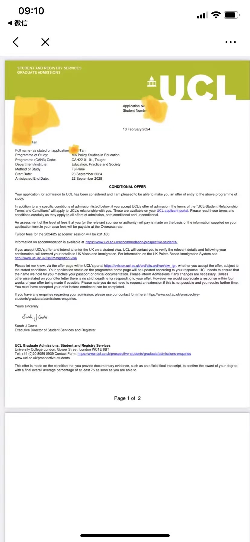 依達美斬獲QS全球綜合排名前十教育排名全球第一的英國UCL大學(xué)教育政策研究碩士錄取通知書(shū)?。?！